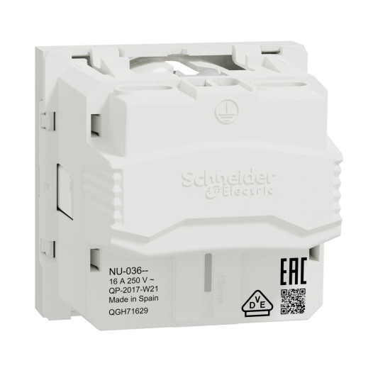 Розетка з заземленням Schneider Electric Unica New NU303618 зі шторками 16А гвинтовий зажим біла