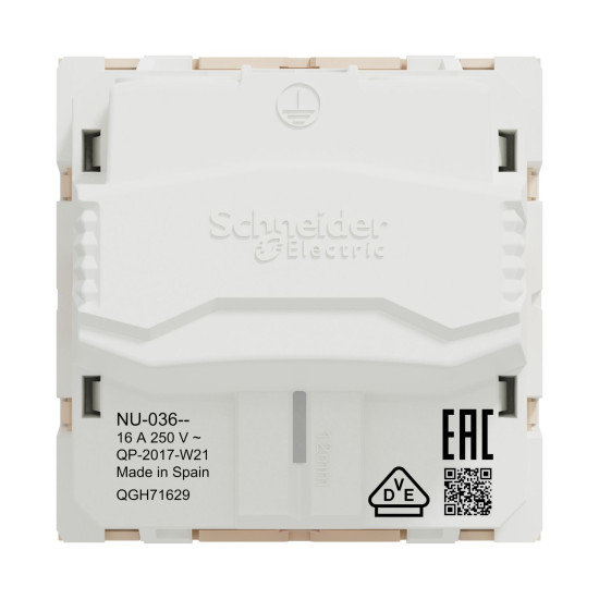 Розетка з заземленням Schneider Electric Unica New NU303644 16А гвинтовий зажим бежева