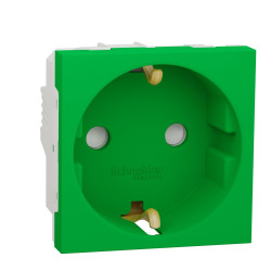 Розетка з заземленням Schneider Electric Unica New NU303706 зі шторками 16А гвинтовий зажим зелена