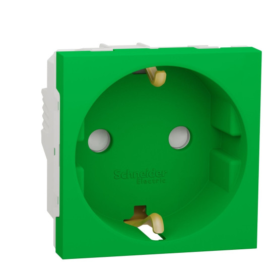 Розетка з заземленням Schneider Electric Unica New NU303706 зі шторками 16А гвинтовий зажим зелена