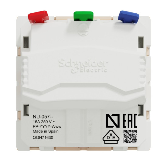 Розетка з заземленням Schneider Electric Unica New NU305744 зі шторками 16А самозажимна бежева