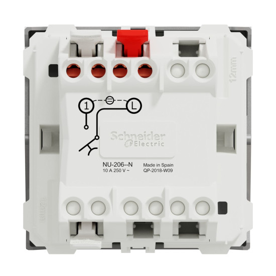 Кнопка вимикача Schneider Electric Unica New NU320630N з підсвіткою 10А 2м алюміній