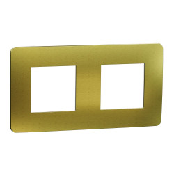 Двомісна рамка Schneider Electric Unica New NU280459M матова золото/білий