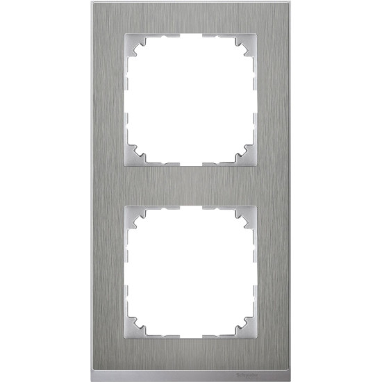 Двомісна рамка Schneider Electric M-PURE MTN4020-3646 сталь/алюміній