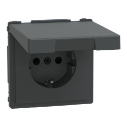 Розетка з заземленням Schneider Electric D-Life MTN2314-6034 з кришкою IP44 антрацит