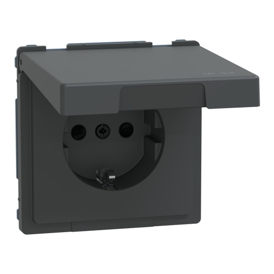 Розетка з заземленням Schneider Electric D-Life MTN2314-6034 з кришкою IP44 антрацит