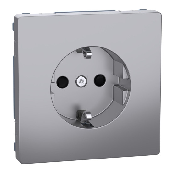 Розетка Schneider Electric D-Life MTN2300-6036 з з/к та шторками нержавіюча сталь