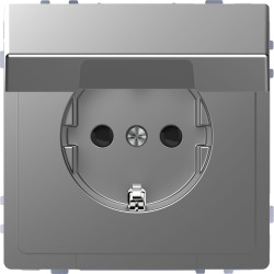 Розетка Schneider Electric D-Life MTN2310-6036 з з/к та кришкою нержавіюча сталь