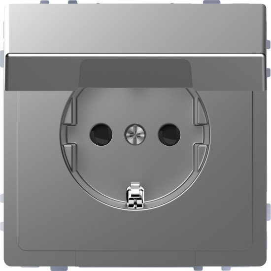 Розетка Schneider Electric D-Life MTN2310-6036 з з/к та кришкою нержавіюча сталь