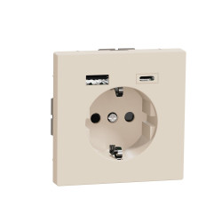 Розетка Schneider Electric D-Life MTN2367-6033 16А USB/Type-C 3А сахара
