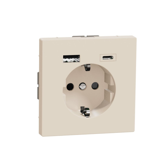 Розетка Schneider Electric D-Life MTN2367-6033 16А USB/Type-C 3А сахара