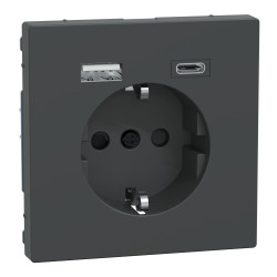 Розетка Schneider Electric D-Life MTN2367-6034 16А USB/Type-C 3А антрацит