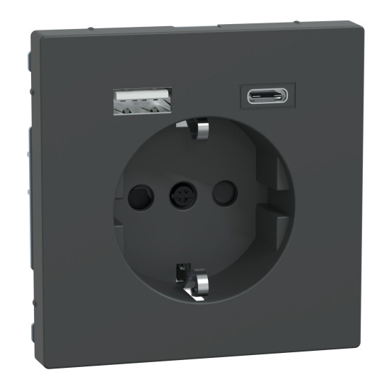 Розетка Schneider Electric D-Life MTN2367-6034 16А USB/Type-C 3А антрацит