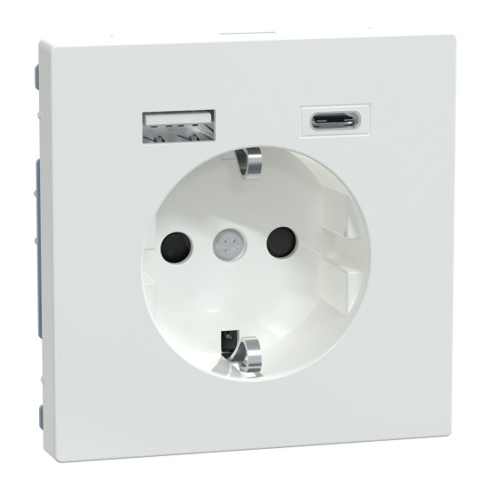 Розетка Schneider Electric D-Life MTN2367-6035 16А USB/Type-C 3А білий лотос