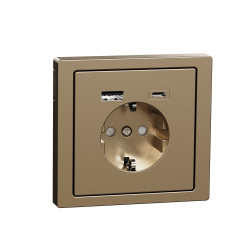 Розетка Schneider Electric D-Life MTN2367-6051 16А USB/Type-C 3А шампань