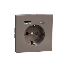 Розетка Schneider Electric D-Life MTN2367-6052 16А USB/Type-C 3А мокко