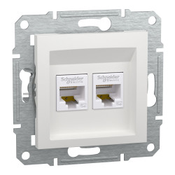 Комп'ютерна розетка RJ45 подвійна UTP cat.5e Schneider Electric Asfora без рамки біла (EPH4470121)