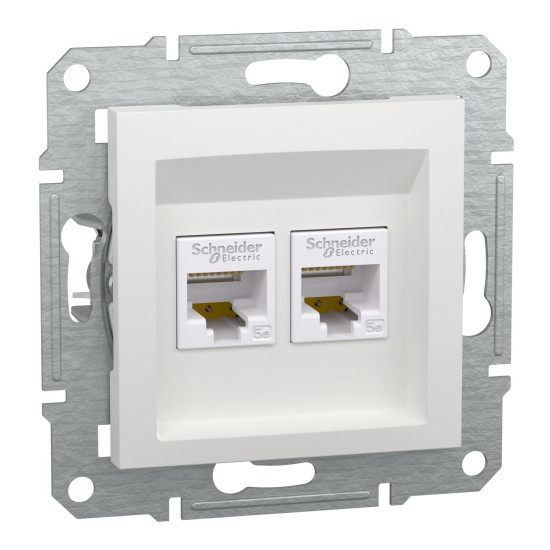 Комп'ютерна розетка RJ45 подвійна UTP cat.5e Schneider Electric Asfora без рамки біла (EPH4470121)