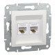 Комп'ютерна розетка RJ45 подвійна UTP cat.5e Schneider Electric Asfora без рамки біла (EPH4470121)