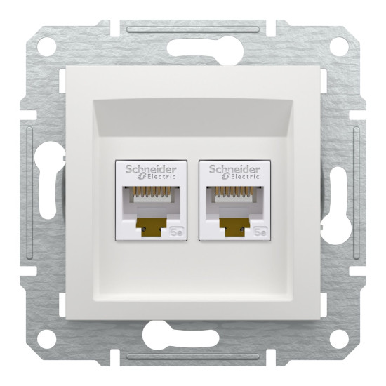 Комп'ютерна розетка RJ45 подвійна UTP cat.5e Schneider Electric Asfora без рамки біла (EPH4470121)