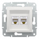 Комп'ютерна розетка RJ45 подвійна UTP cat.5e Schneider Electric Asfora без рамки біла (EPH4470121)