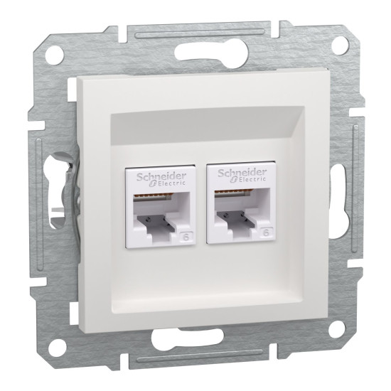 Комп'ютерна розетка RJ45 подвійна UTP cat.6 Schneider Electric Asfora без рамки біла (EPH4870121)