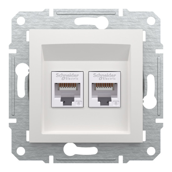 Комп'ютерна розетка RJ45 подвійна UTP cat.6 Schneider Electric Asfora без рамки біла (EPH4870121)