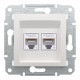 Комп'ютерна розетка RJ45 подвійна UTP cat.6 Schneider Electric Asfora без рамки біла (EPH4870121)