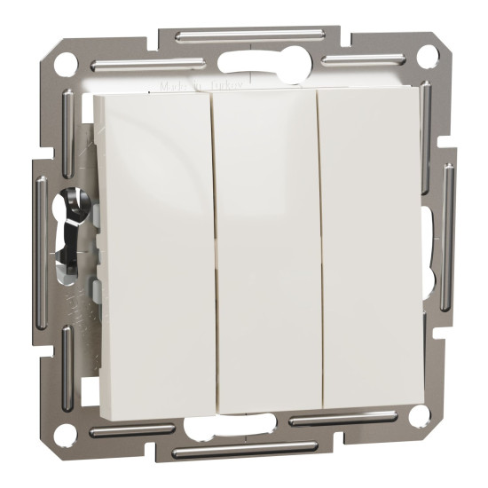 Вимикач трьохклавішний Schneider Electric Asfora без рамки кремовий (EPH2170123)