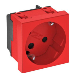 Розетка OBO Bettermann modul 45 з заземленням та шторками 250В 16A 33˚ червона (6120078)