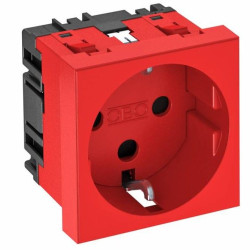 Розетка OBO Bettermann modul 45 з заземленням та шторками 250В 16A 0˚ червона (6120014)
