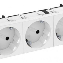 Розетка OBO Bettermann modul 3x45 з заземленням та шторками 250В 16A 33˚ біла (6120122)