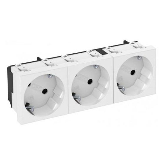 Розетка OBO Bettermann modul 3x45 з заземленням та шторками 250В 16A 33˚ біла (6120122)