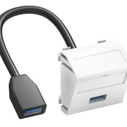 Кутова USB розетка OBO Bettermann 3.0 modul 45 з кабелем підключення біла (6104934)