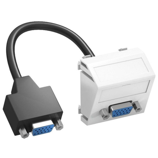 Кутова VGA розетка OBO Bettermann (HD15) modul 45 з кабелем підключення біла (6104670)