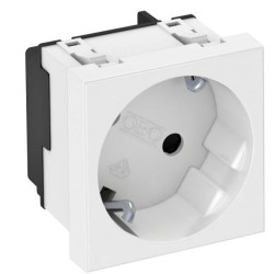 Розетка OBO Bettermann modul 45 з заземленням та шторками 250В 16A 33˚ біла (6120073)
