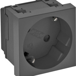Розетка OBO Bettermann modul 45 з заземленням та шторками 250В 16A 33˚ чорно-сіра (6120081)