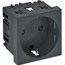 Розетка OBO Bettermann modul 45 з заземленням та шторками 250В 16A 0˚ чорно-сіра (6120016)