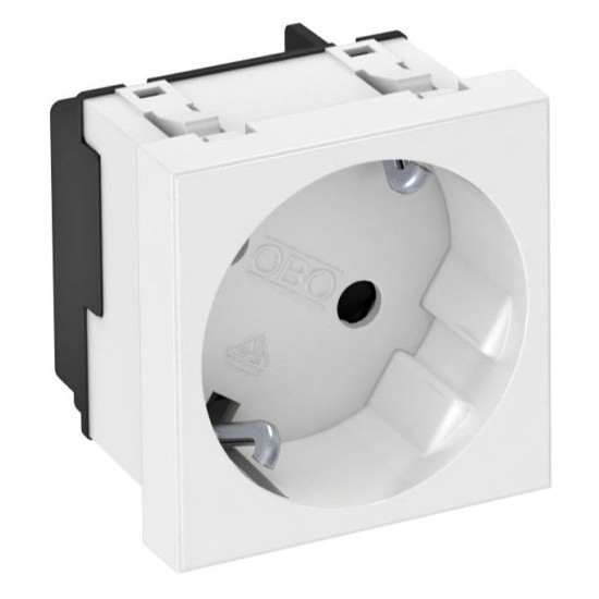 Розетка OBO Bettermann modul 45 з заземленням та шторками 250В 16A 33˚ червона (6120079)