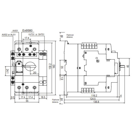 Автомат захисту двигуна NOARK Ex9S80A 40A EU 30-40A А розчіплювач ТМ (113838)