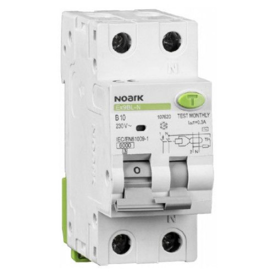 Дифавтомат NOARK Ex9BL-N 1P+N B25 6кА B 25А 30мА AC (107624)