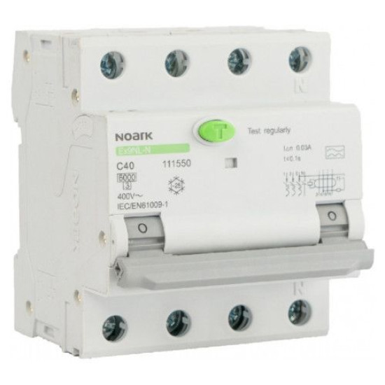 Дифавтомат NOARK Ex9NL-N 3P+N B40 EU 6кА B 40А 30мА AC (111502)