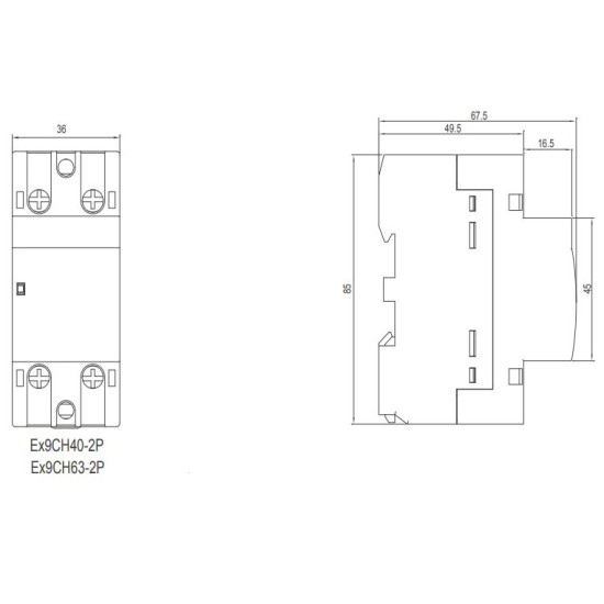 Модульний контактор NOARK Ex9CH40 11 220В 40А 1NC+1NO (102418)