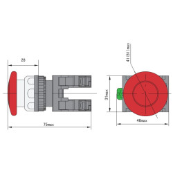 Кнопка-грибок NOARK Ex9P1 M6 k 60мм чорна (105646)