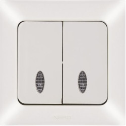 Вимикач 2-клавішний NE-AD ARAS 93-111-03-I з led-підсвіткою кремовий