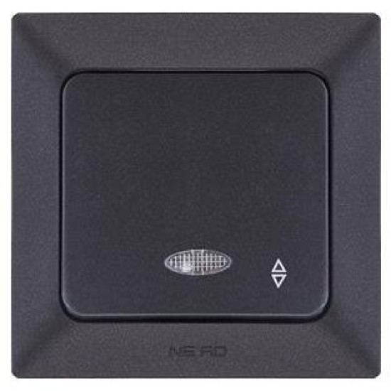 Прохідний вимикач 1-клавішний NE-AD ARAS 93-124-05-I з led-підсвіткою чорний