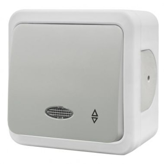 Накладний прохідний 1-кл вимикач NE-AD MULTIMA 92-51-05-I з led-підсвіткою білий