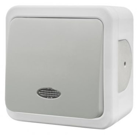 Накладний 1-кл вимикач NE-AD MULTIMA 92-51-01-I з led-підсвіткою білий