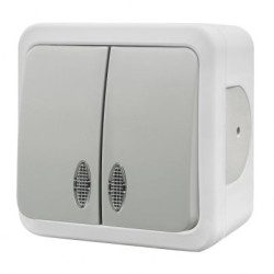 Накладний 2-кл вимикач NE-AD MULTIMA 92-51-03-I з led-підсвіткою білий