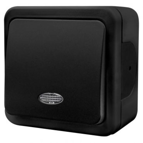 Накладний 1-кл вимикач NE-AD MULTIMA 92-53-01-I з led-підсвіткою чорний